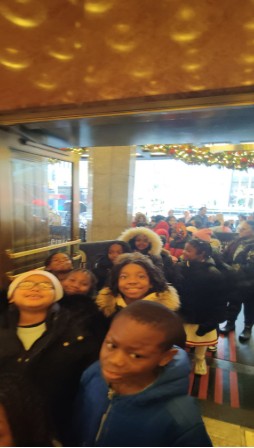 Students on a school field trip at Radio City Music Hall