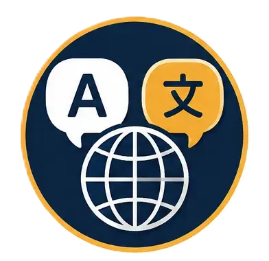Language translation tool icon with globe and speech bubbles