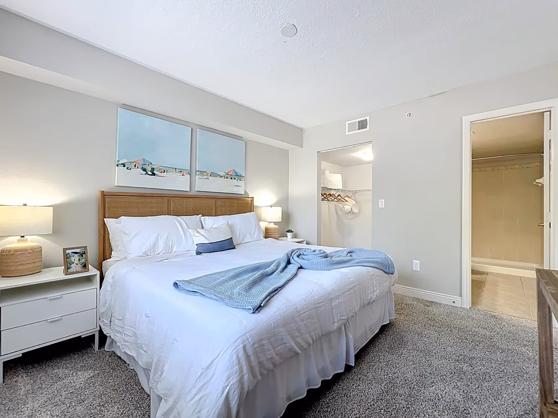 Bedroom with staged furniture, a bedroom and nightstand