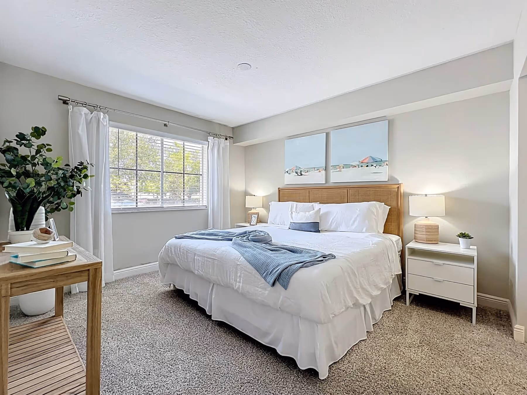 Bedroom with staged furniture, a bedroom and nightstand