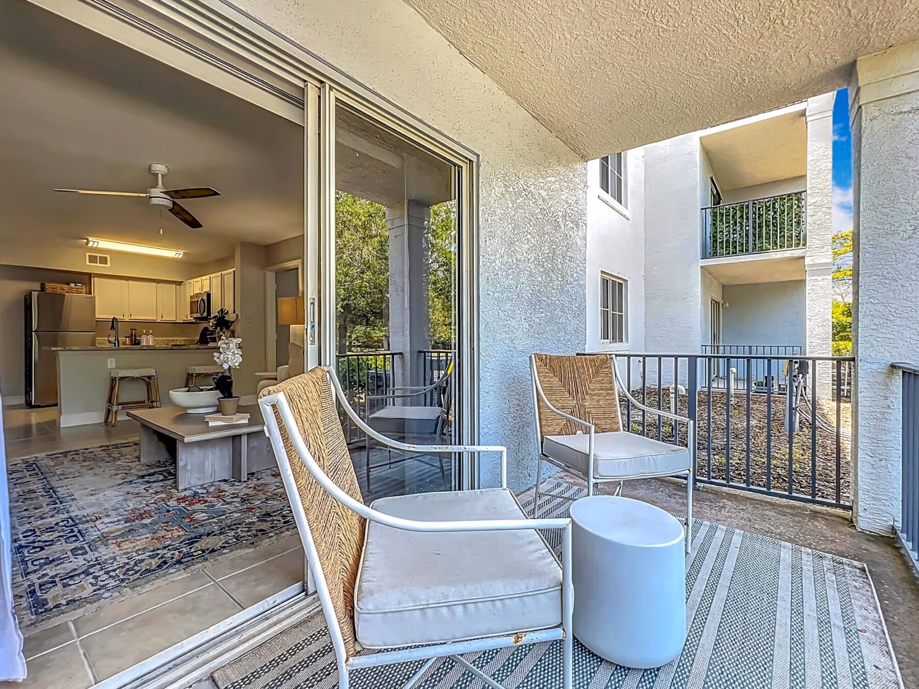Balcony with patio furniture