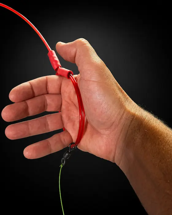 SharkLeash red fishing leader in surf