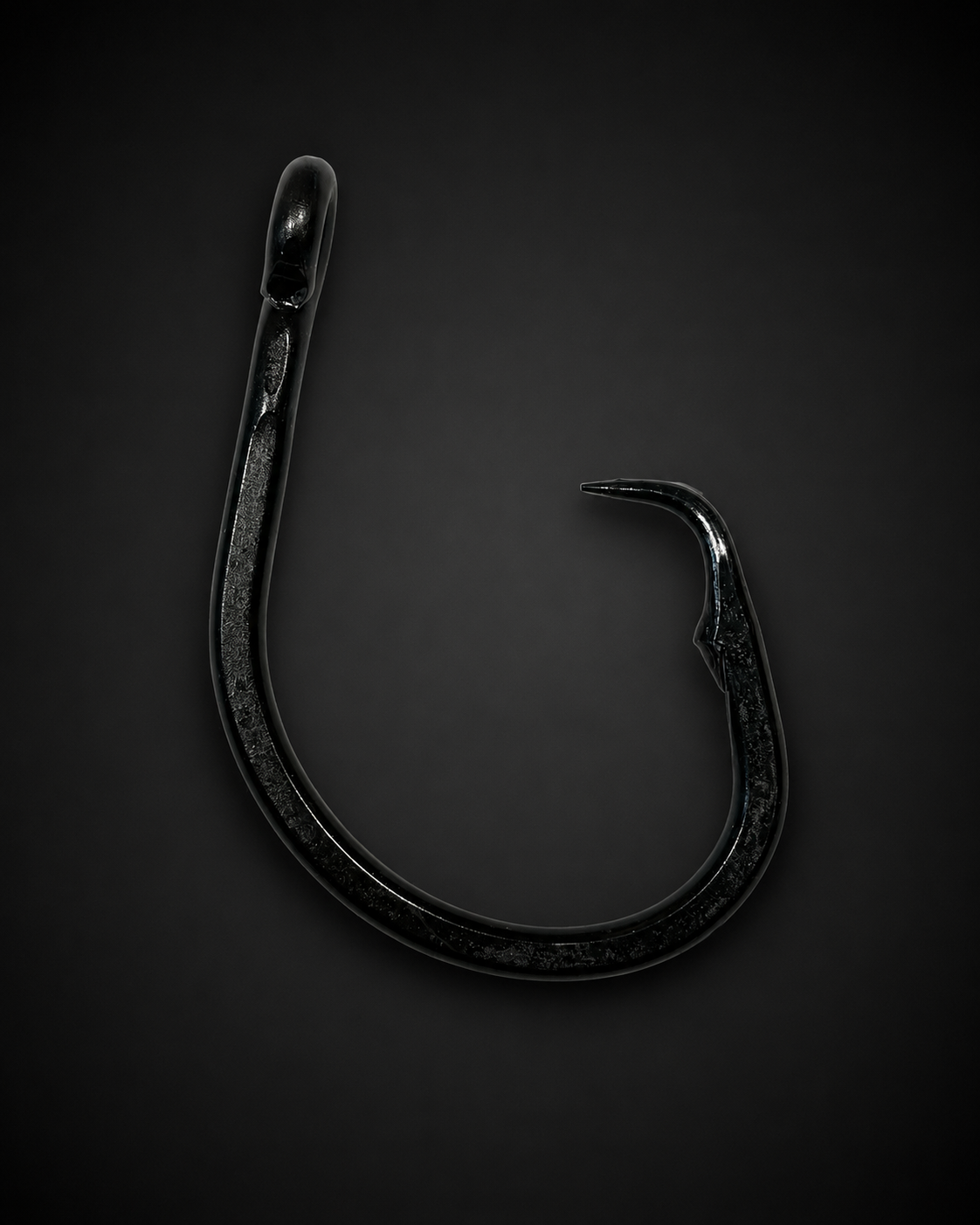 Close-up of SharkLeash modified barbless hook