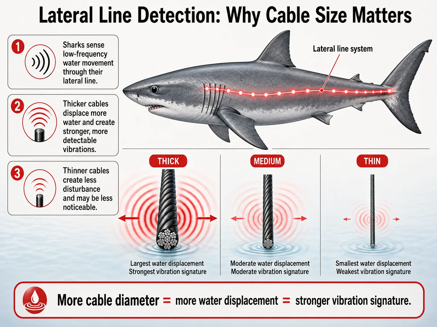 Lateral line detection and cable size infographic