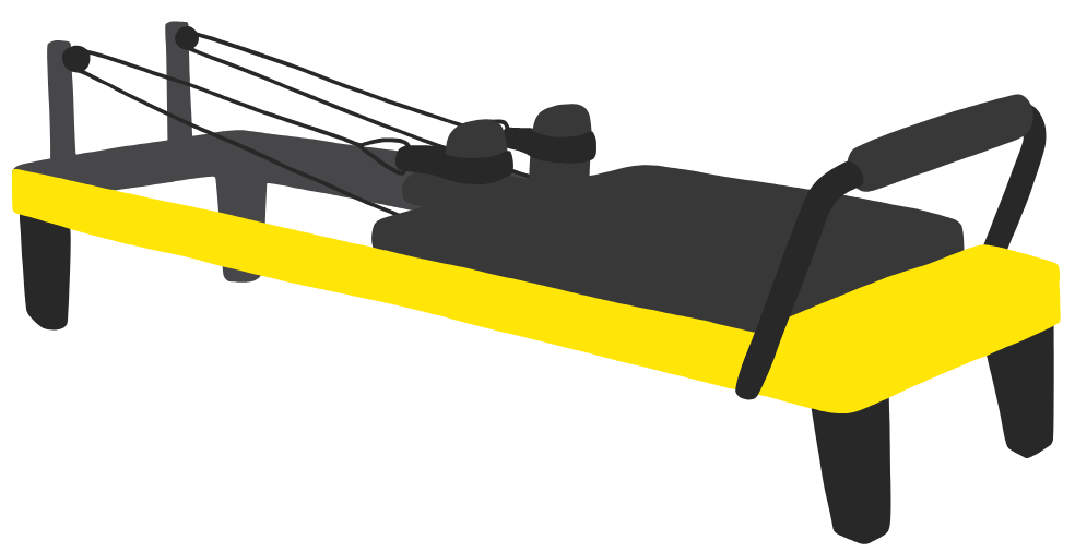 Pilates reformer machine illustration