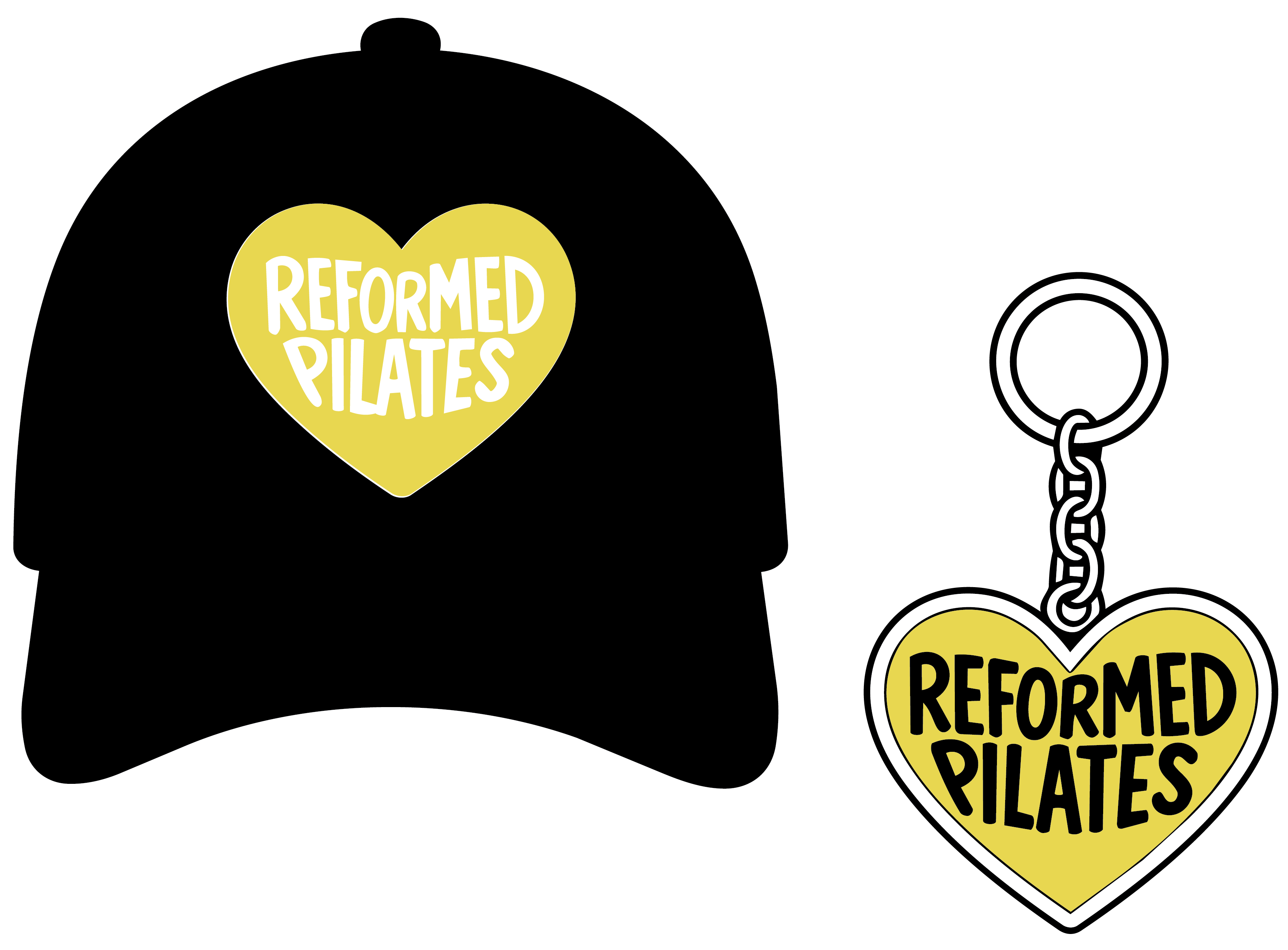 hat and keychain illustration