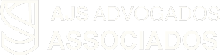 Logotipo da AJS Advogados Associados com ícone estilizado branco sobre fundo preto.