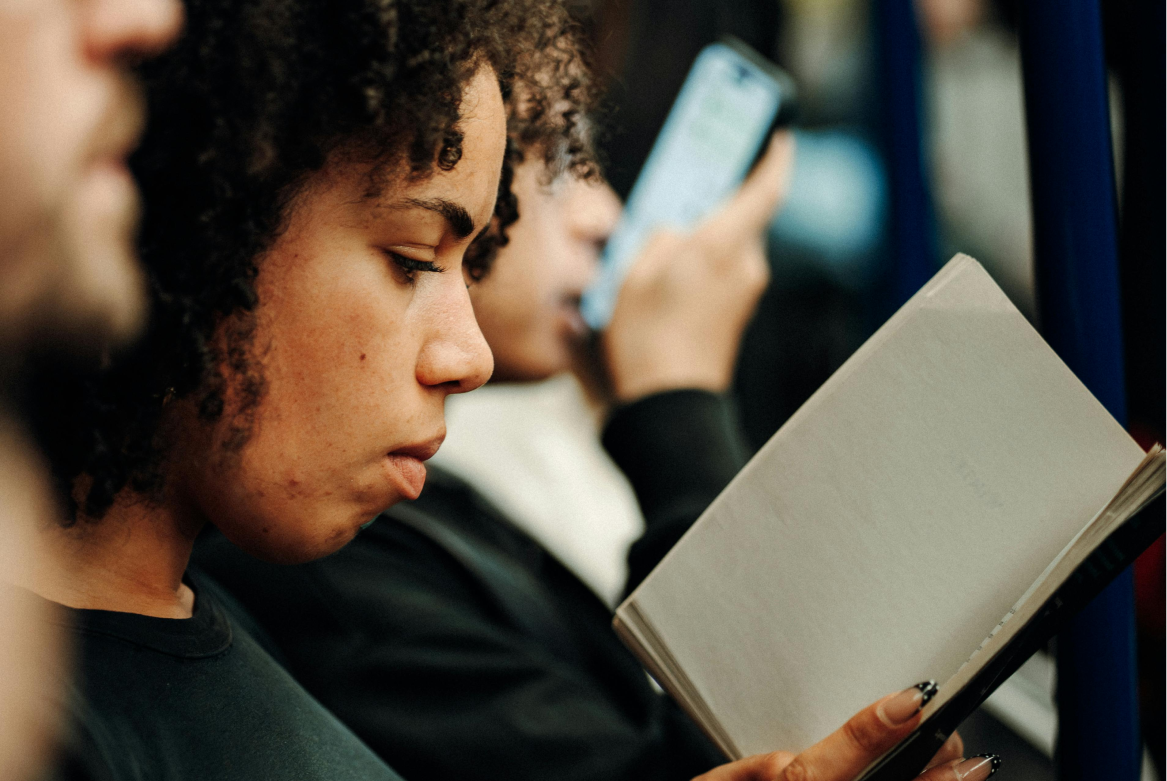 A young woman reading