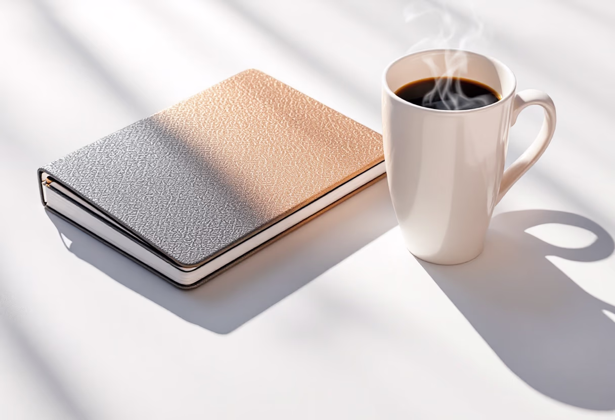 image of a notebook and coffee cup on a table