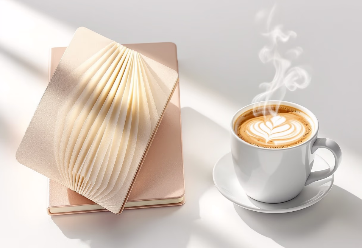 image of a notebook and coffee cup on a table