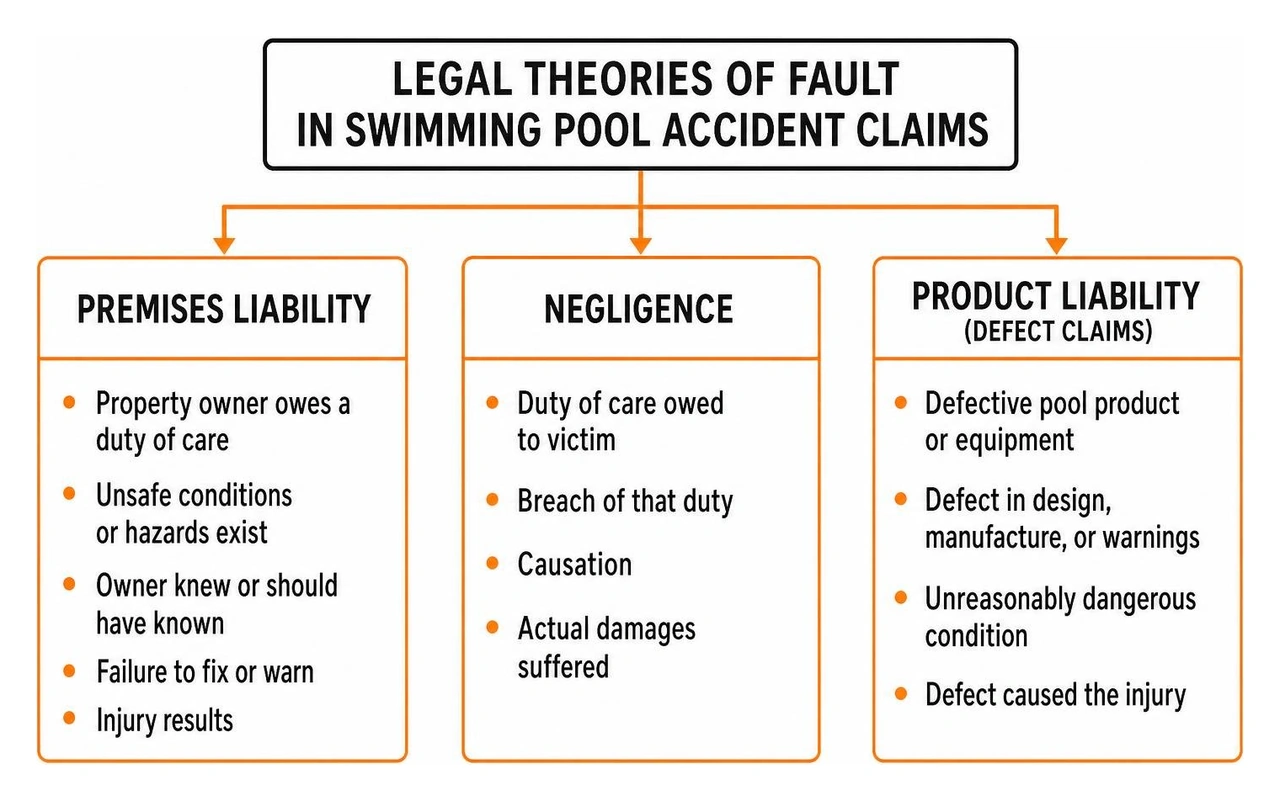 Legal theories of fault in swimming pool accident claims