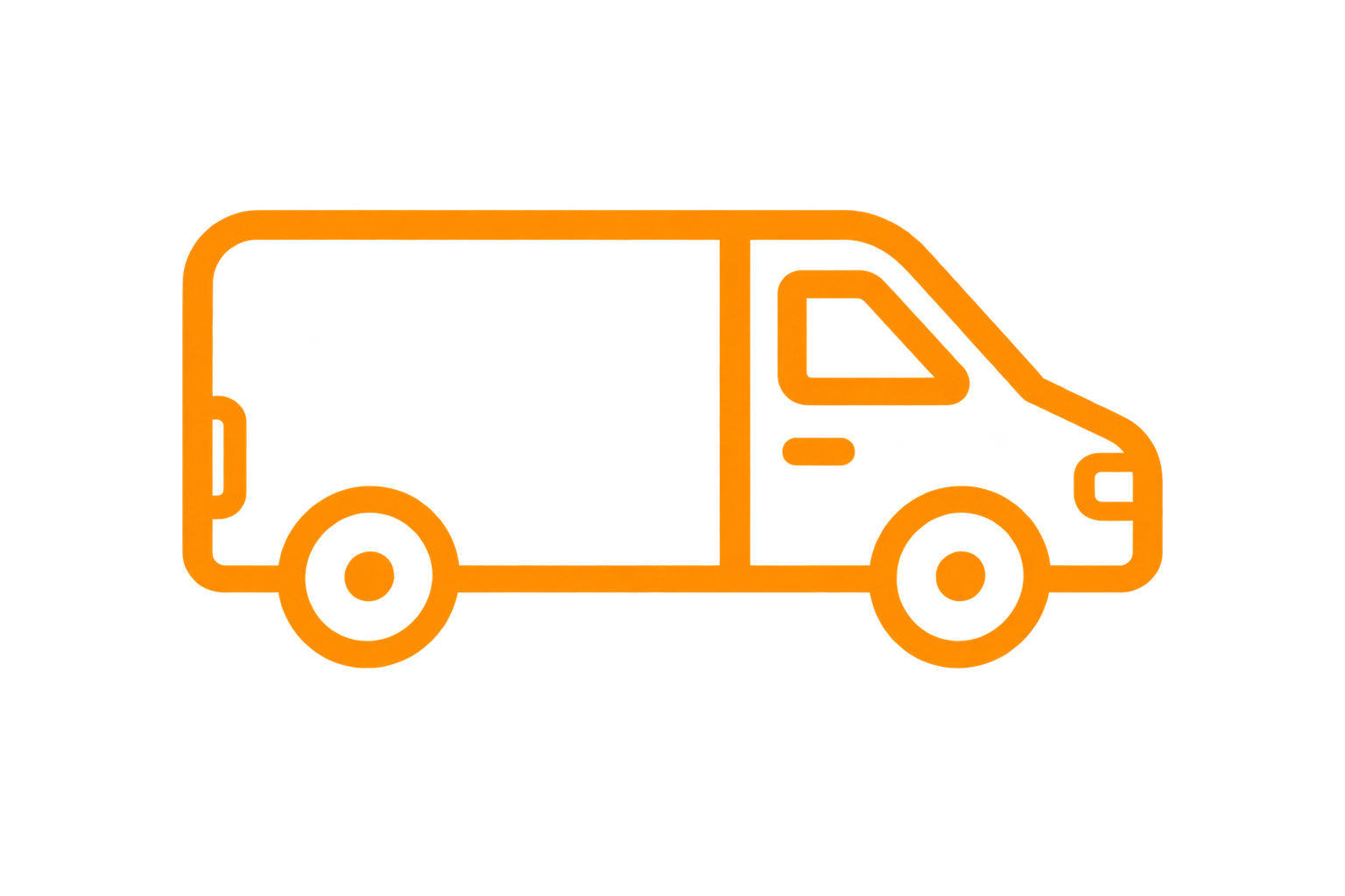 A cargo van icon in orange outline