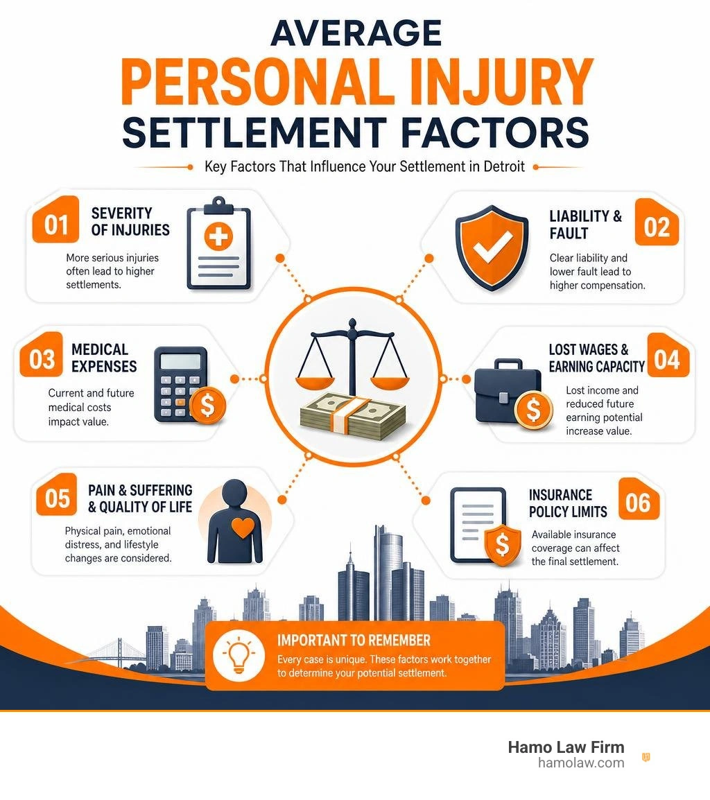 Average personal injury settlement factors infographic infographic