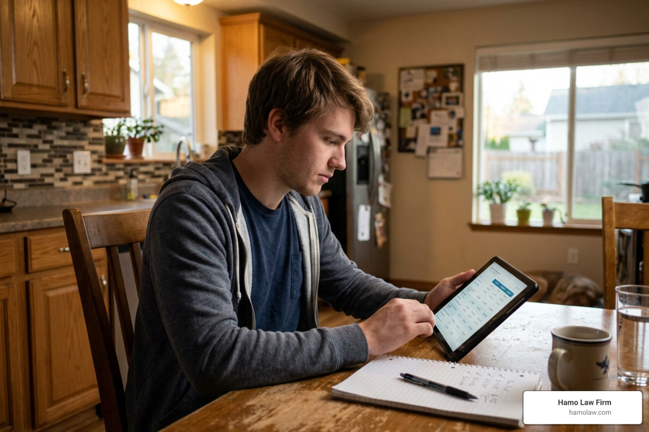 Driver comparing insurance quotes on a tablet Driver comparing insurance quotes on a tablet