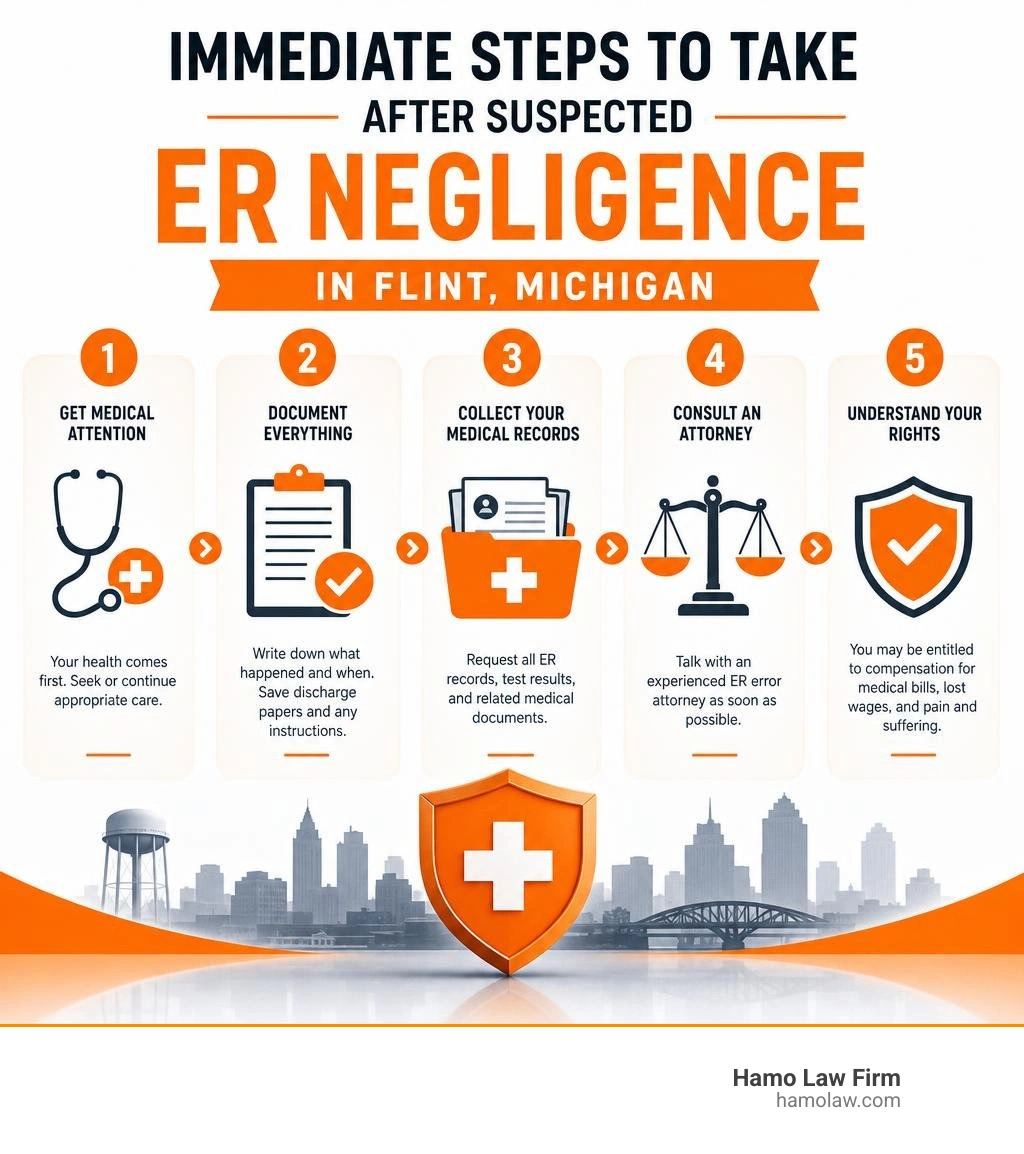 Immediate steps to take after suspected ER negligence in Flint Michigan infographic Immediate steps to take after suspected ER negligence in Flint Michigan infographic