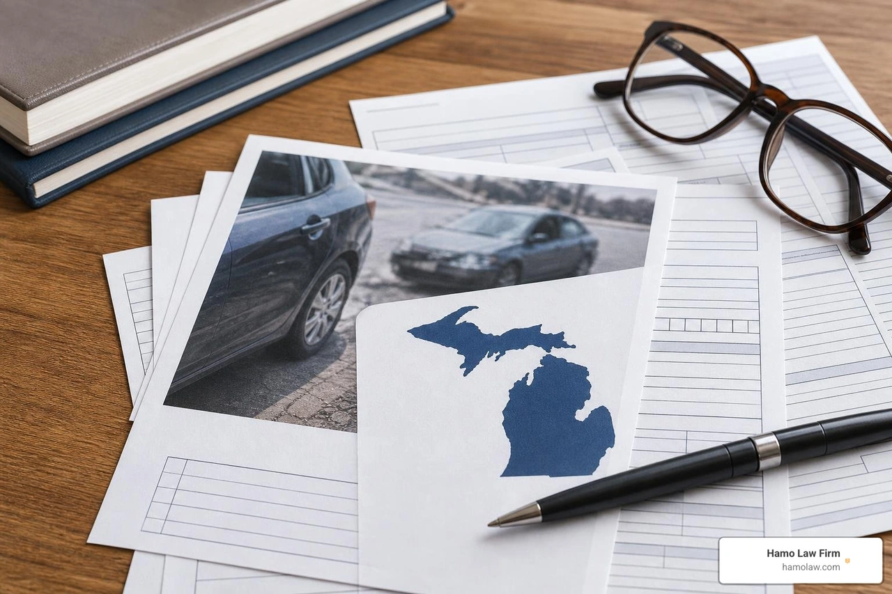 Michigan auto insurance policy documents and claims paperwork