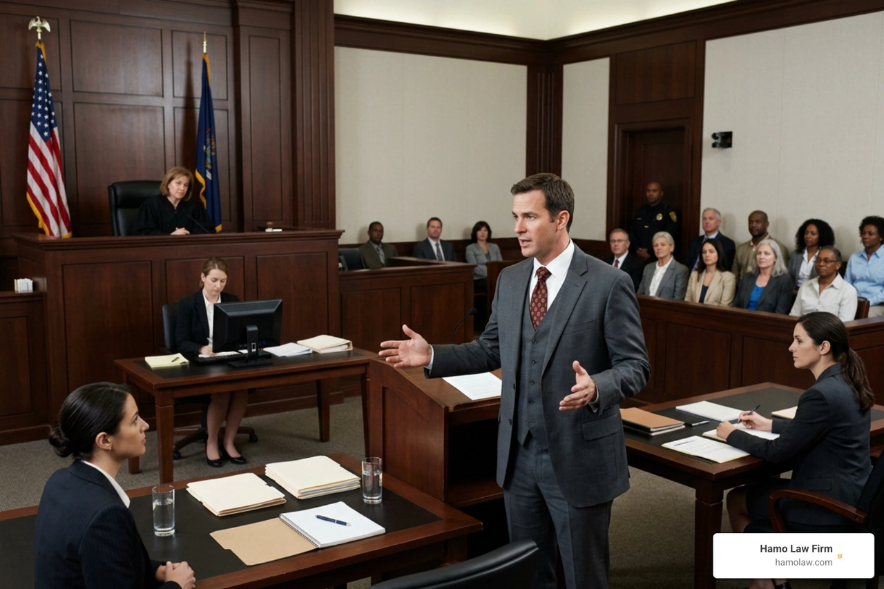 legal defense counsel arguing comparative fault in court