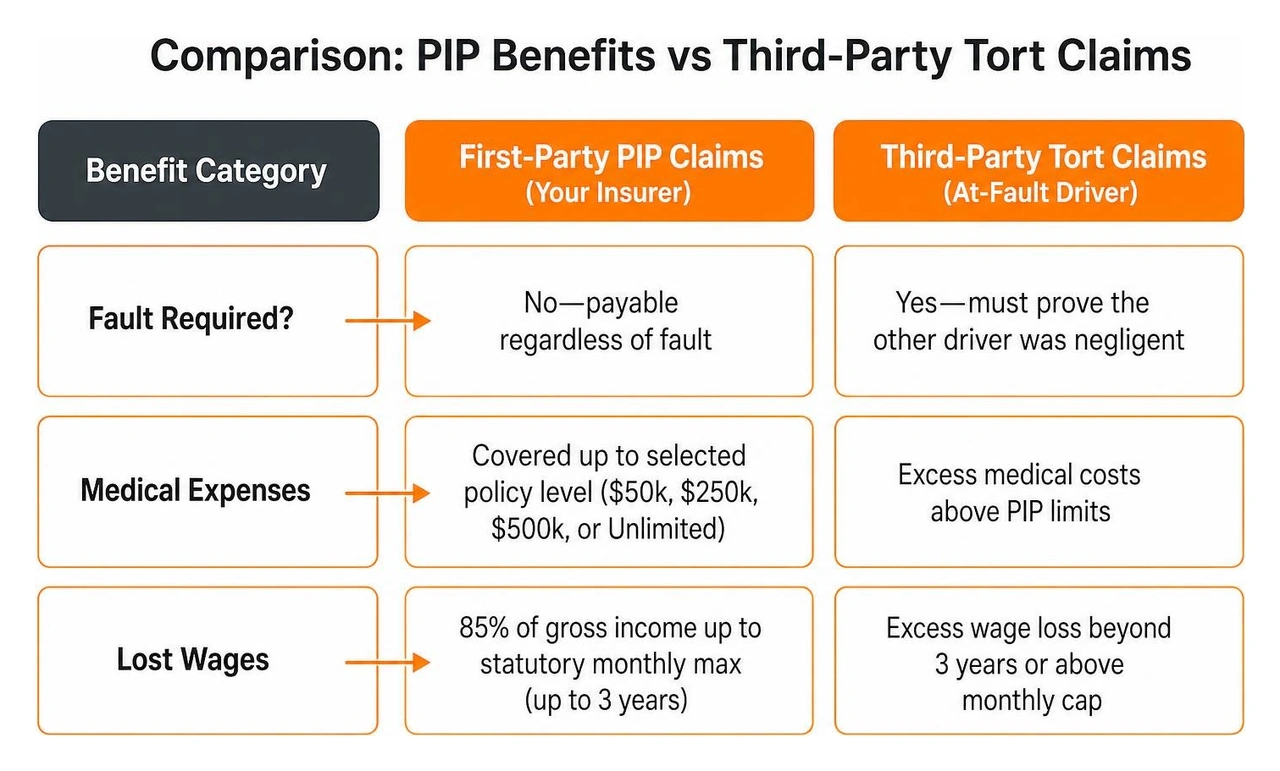 Comparison of PIP benefits vs third party tort claims Comparison of PIP benefits vs third party tort claims