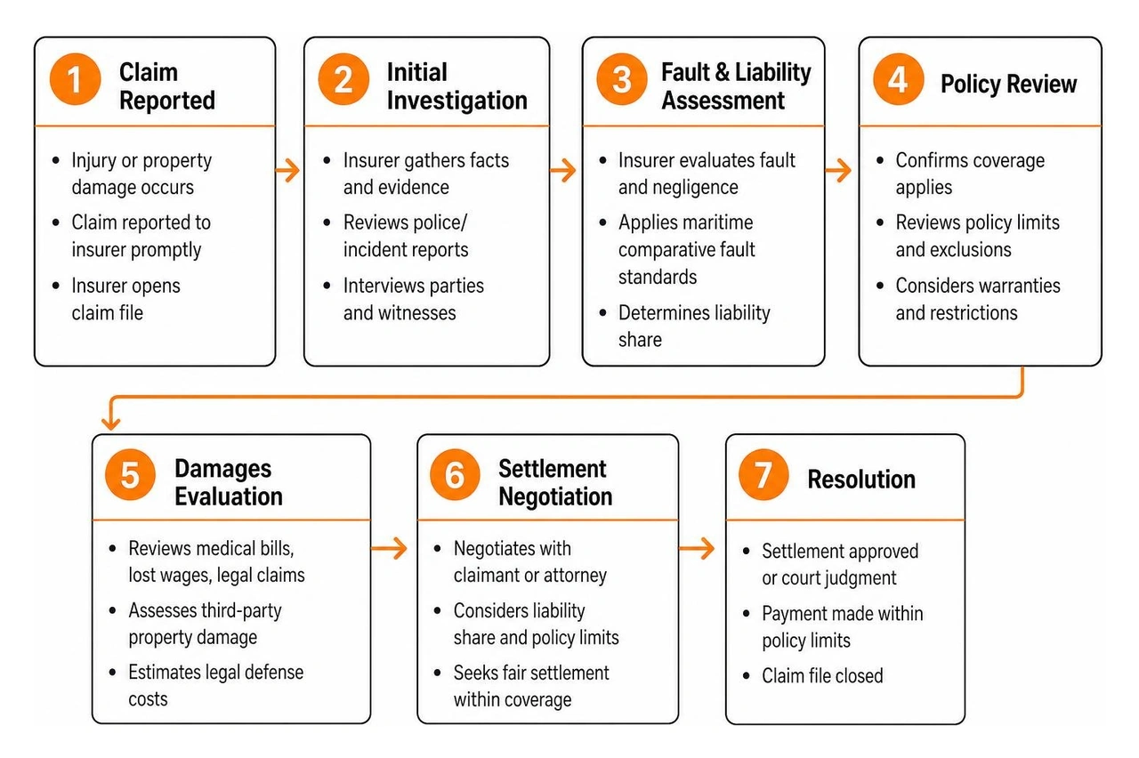 Process of how boat liability claims are evaluated and handled