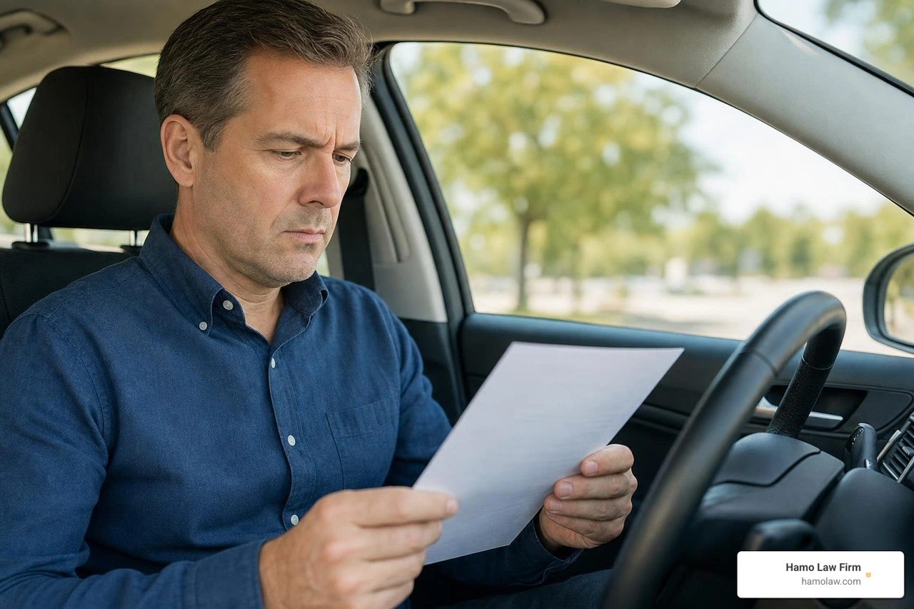 driver reviewing car insurance policy driver reviewing car insurance policy