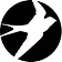 White silhouette of a swallow bird in flight inside a black circle.