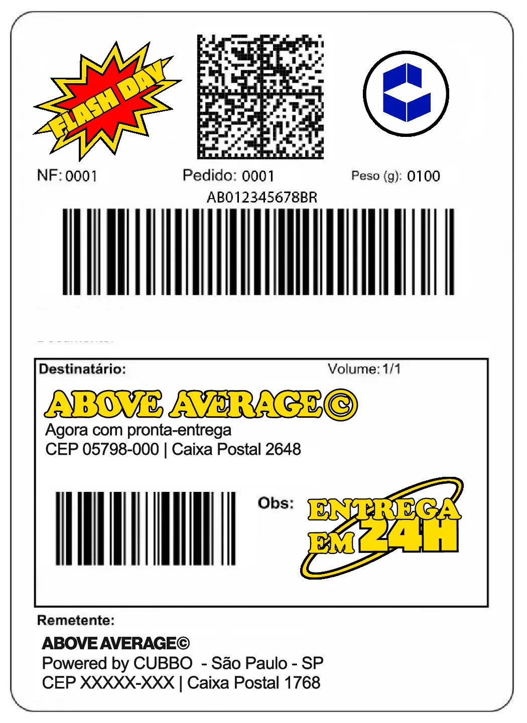 Etiqueta de promoção Flash Day Above Avertage + Cubbo 