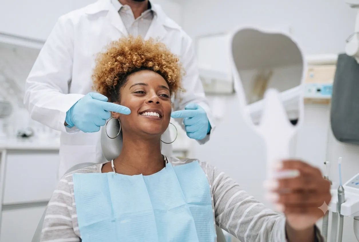 Orthodontist checking a patient's smile in Kissimmee