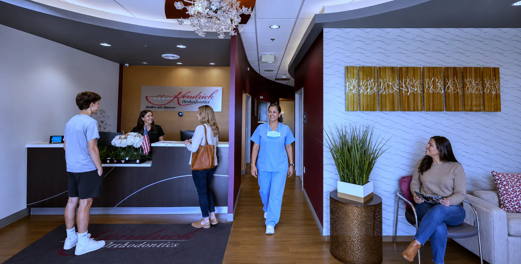 New patients checking in at Kendrick Orthodontics in Kissimmee