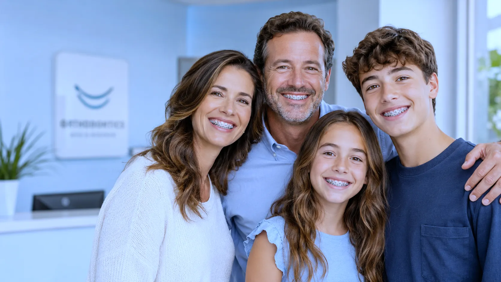Family with braces at Kendrick Orthodontics in Kissimmee, FL