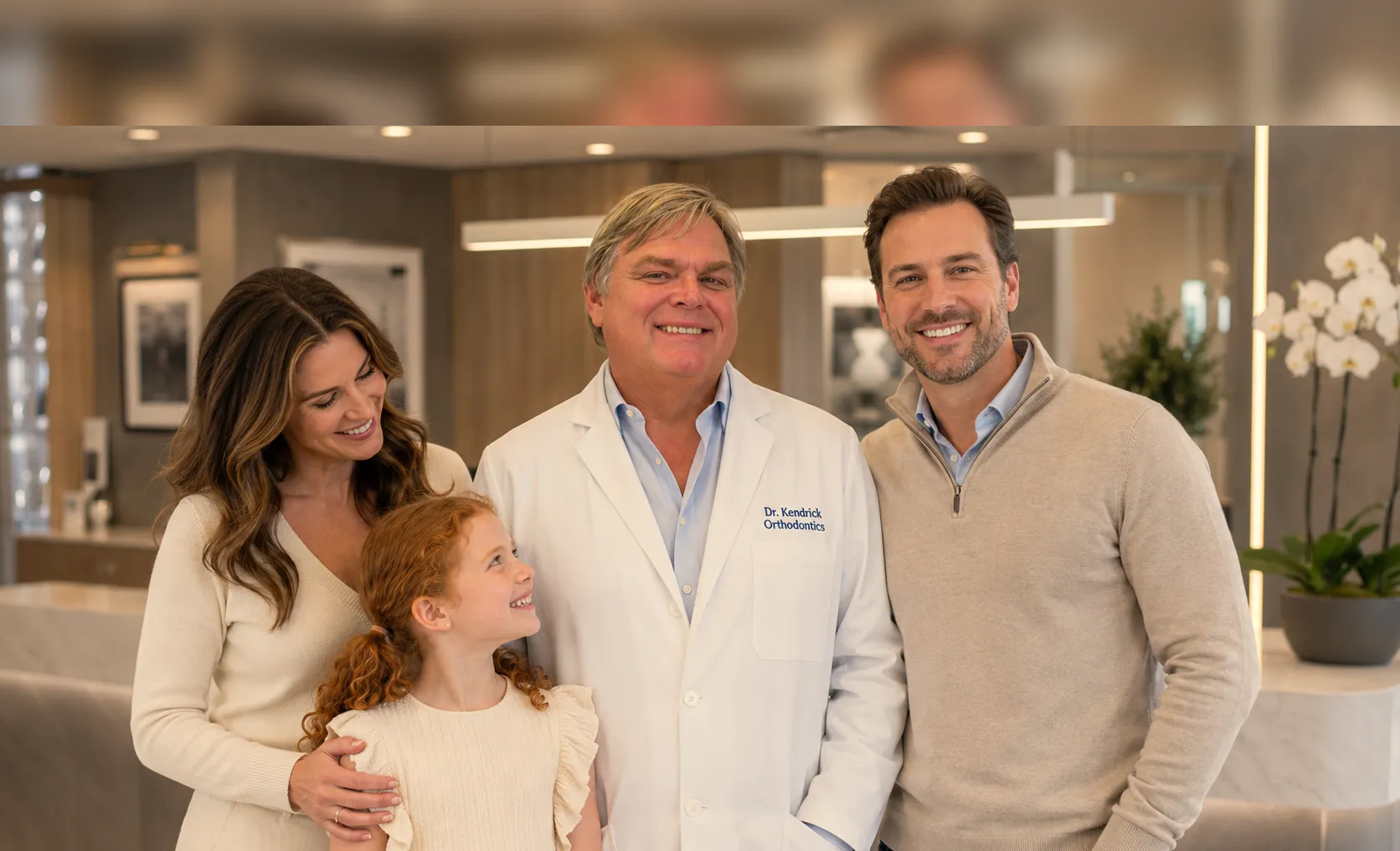 Dr. James Kendrick with a smiling family at Kendrick Orthodontics in Kissimmee, FL