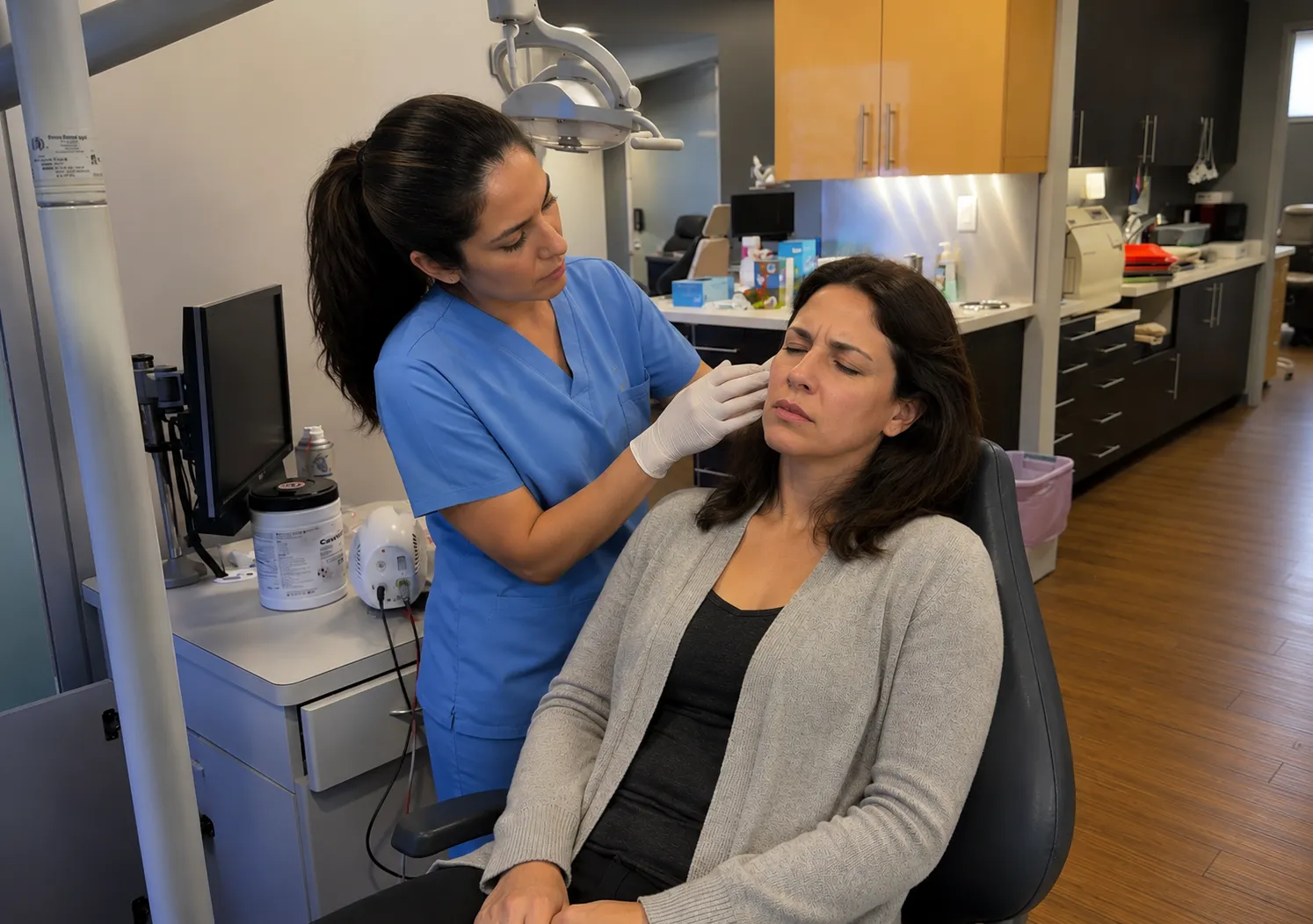 Adult patient during a TMJ/TMD jaw evaluation at Kendrick Orthodontics in Kissimmee, FL.