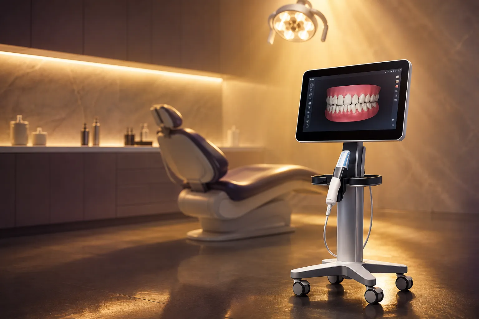 iTero digital scan showing crossbite correction in a modern orthodontic office at Kendrick Orthodontics in Kissimmee, FL.