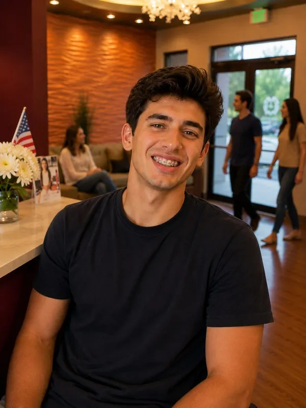 Teen patient with braces during bite correction treatment in Kissimmee