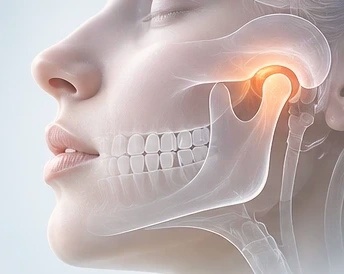 Side profile with the jaw joint highlighted