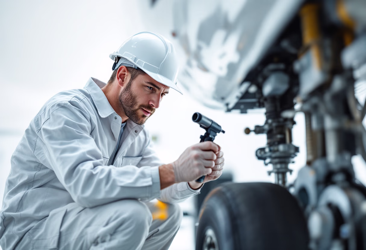 image of maintenance crew working on aircraft