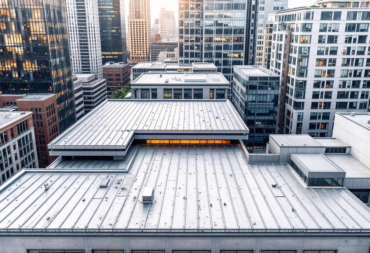[background image] of downtown area (for a roofing contractor)