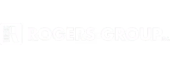 Rogers Group Inc. logo with stylized letter R and text.