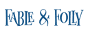 Fable & Folly text logo in blue serif font.