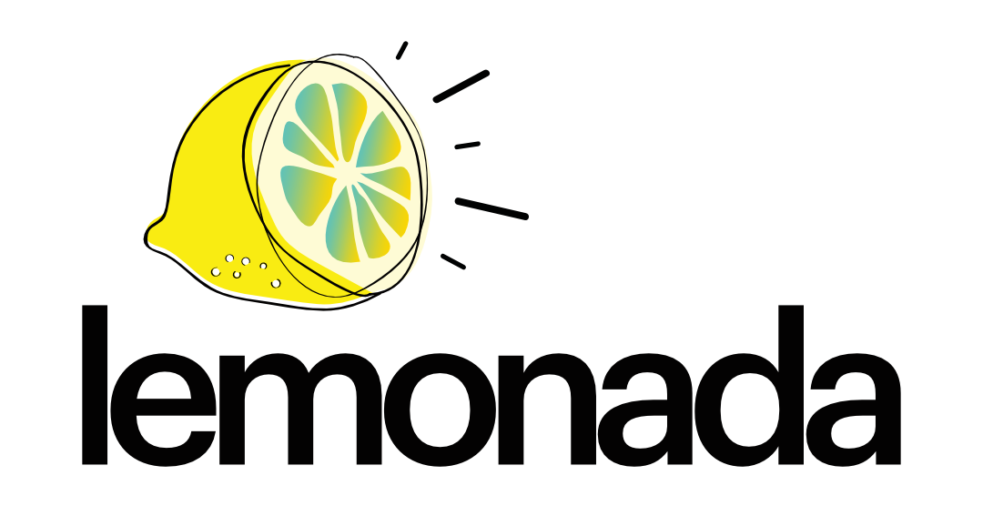 Logo with a stylized yellow lemon half and the word 'lemonada' in black lowercase letters.