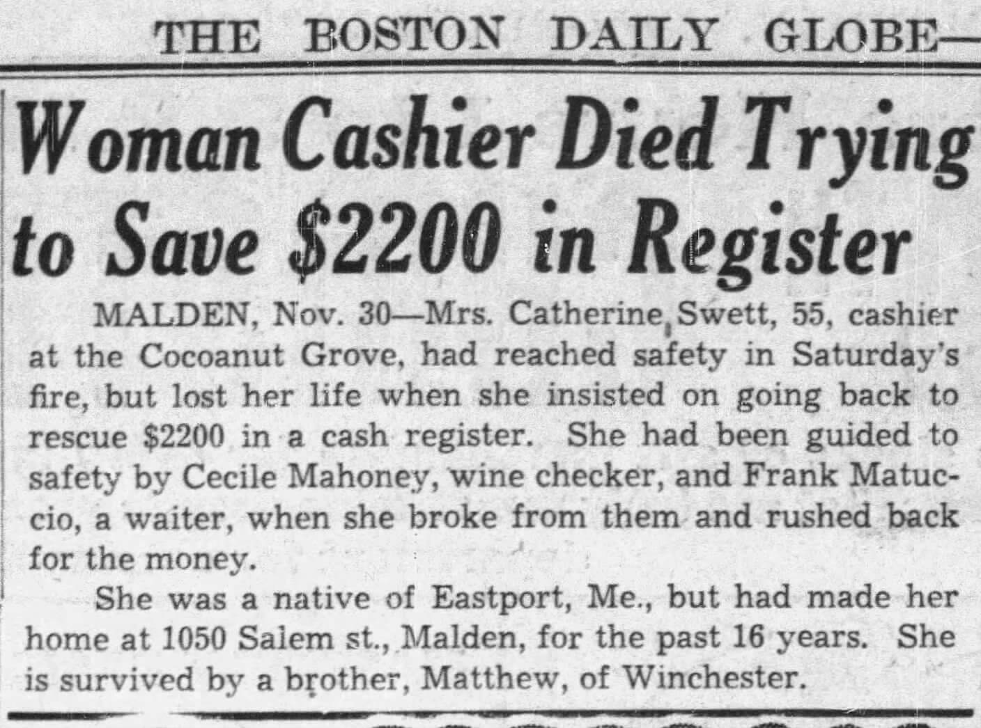 Newspaper Clipping from The Boston Daily Globe