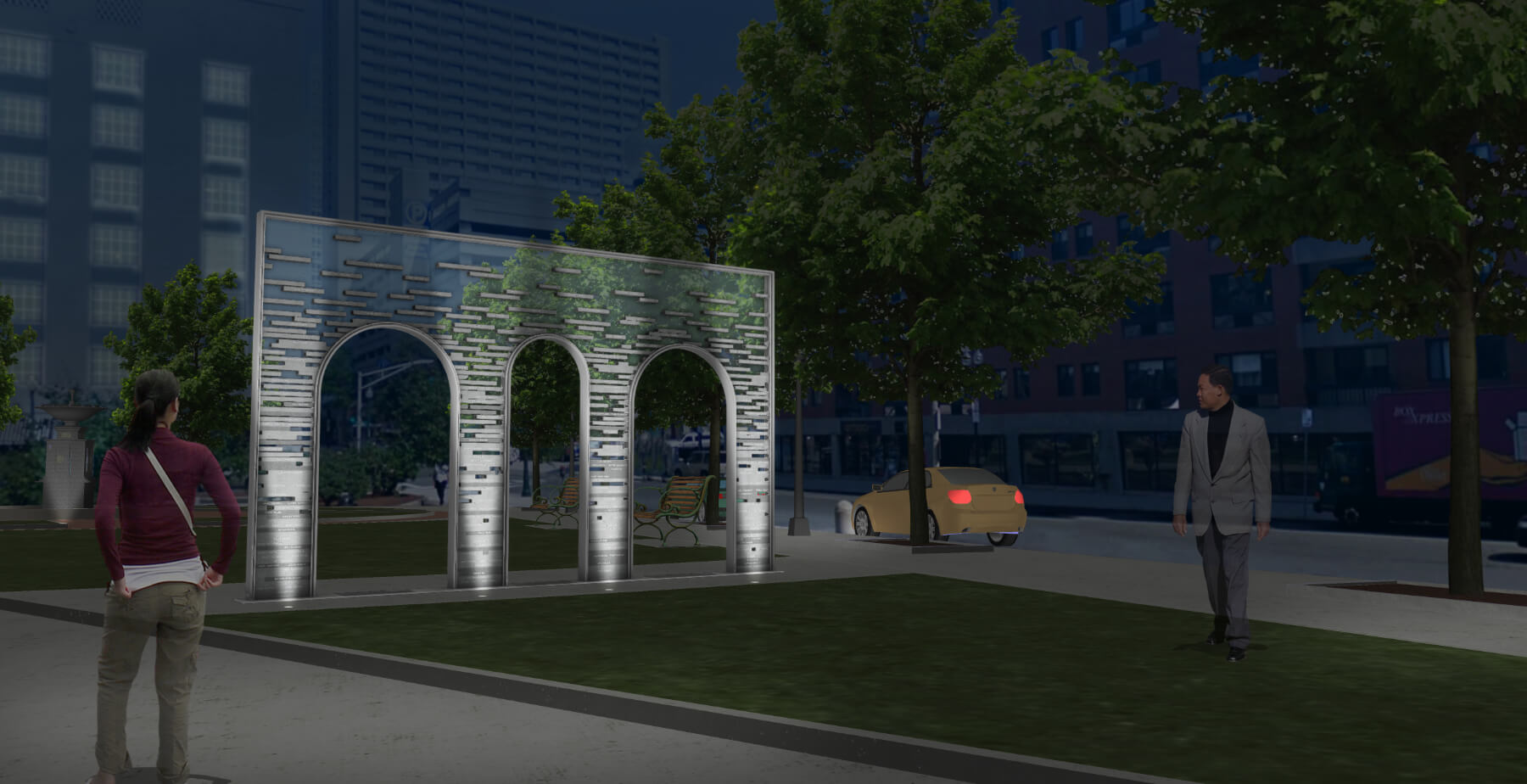 Memorial Rendering at Night