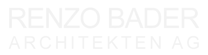 Renzo Bader, Architektur logo in weiß auf transparentem Hintergrund.