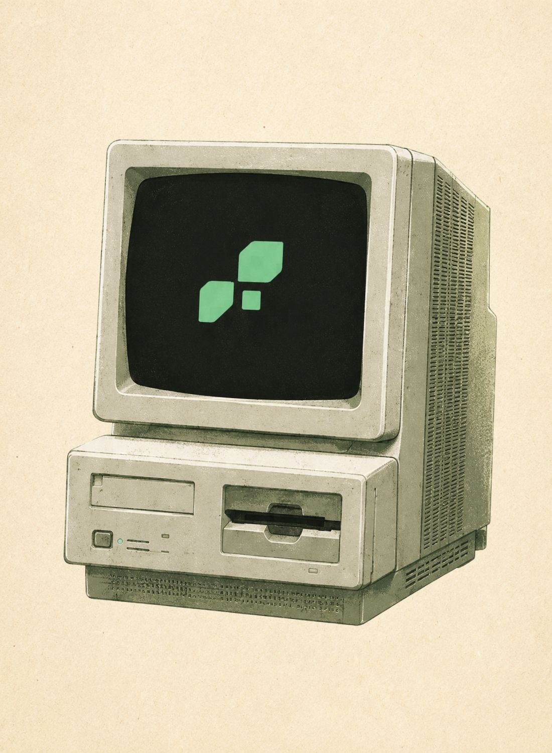 Implemint brand identity, retro computer motif