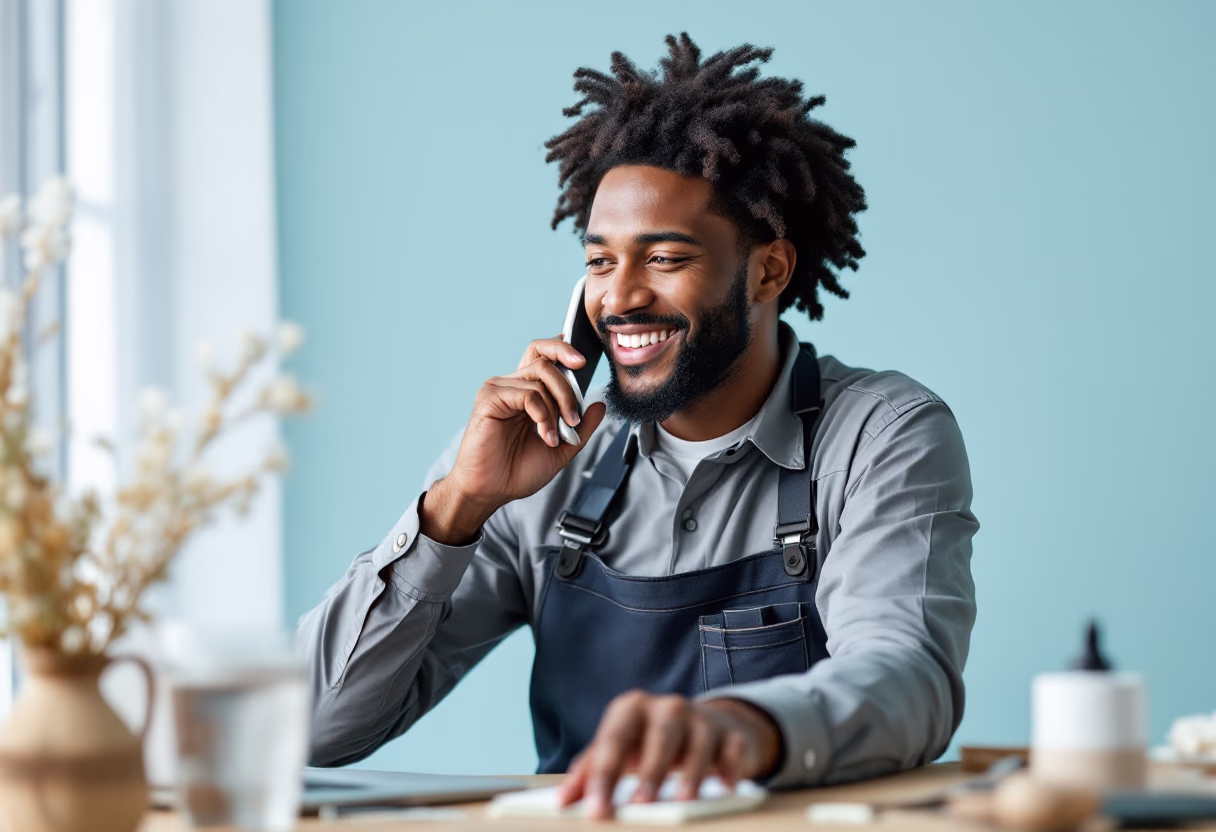 image of customer support interaction (for a plumbing service)