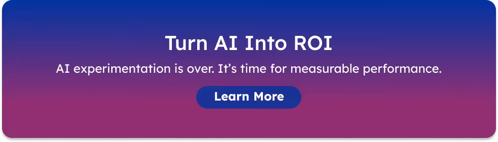 A CTA to learn more about turning AI into ROI with BlueConic.