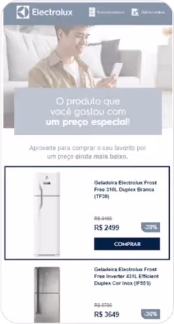 Electrolux uses triggered emails to re-engage with visitors interested in products when those products are discounted.