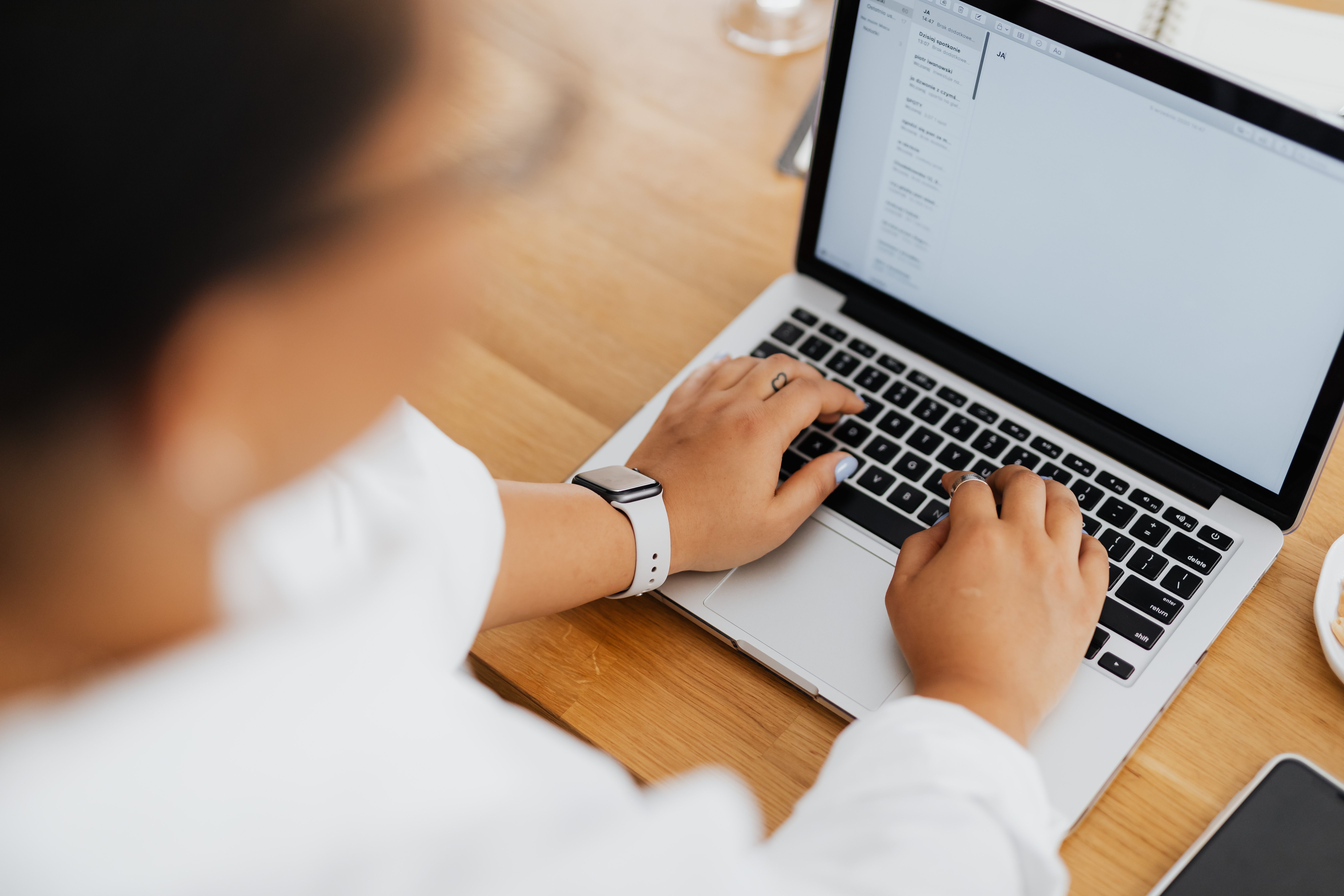 Laptop screen with email client
