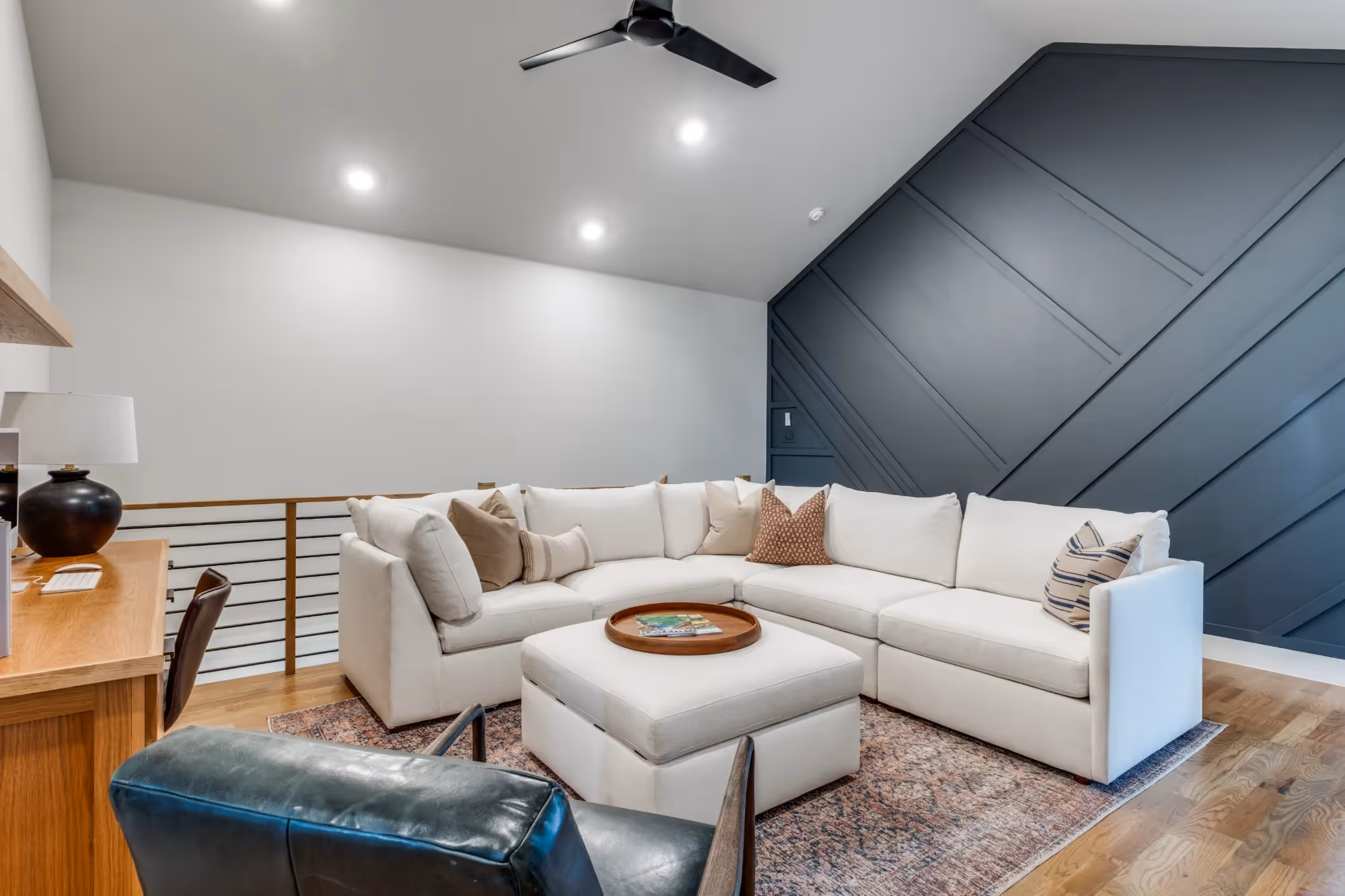 Open-plan living room with sofas