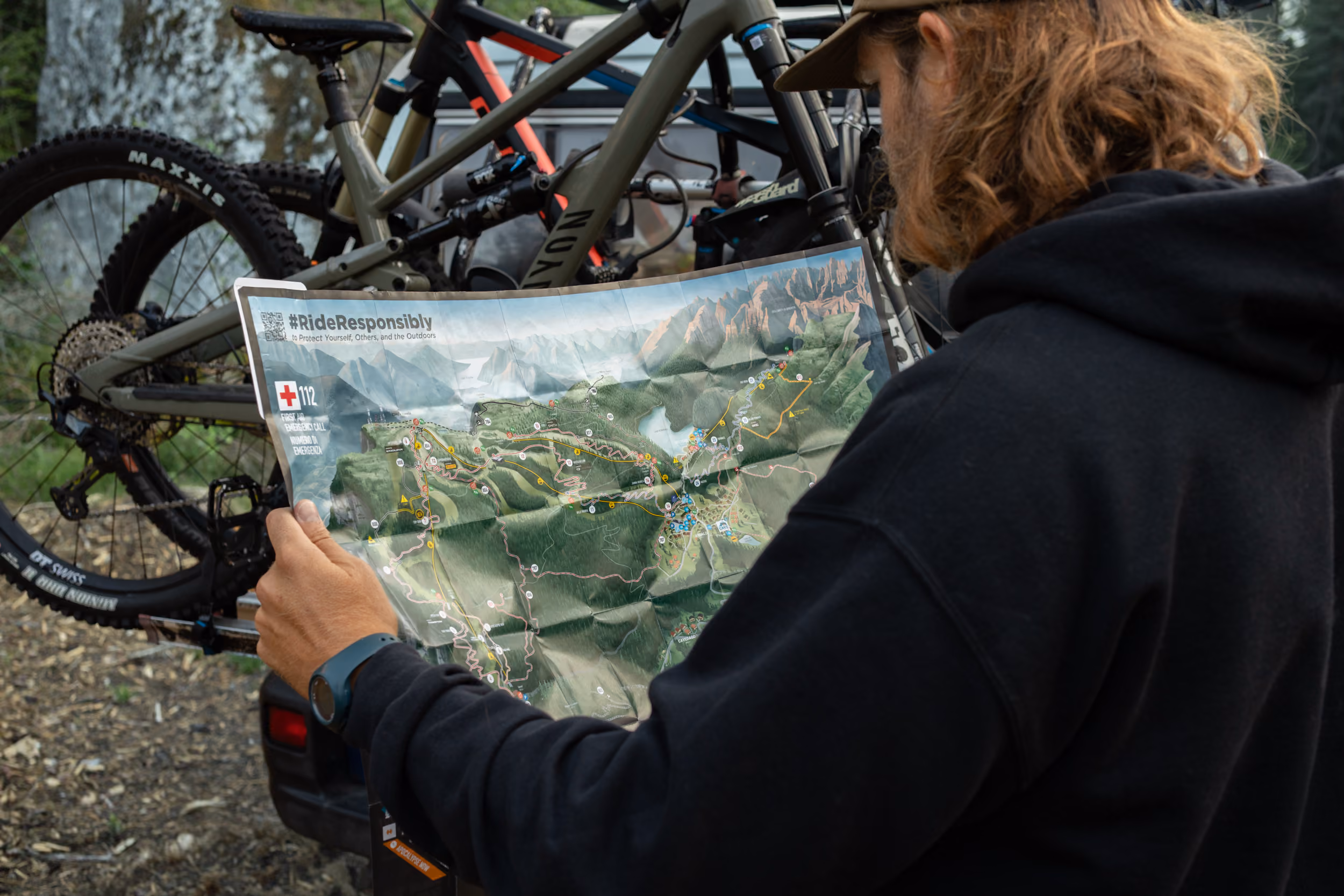 The Paganella Bike Park map displayed in a lightbox at the resort