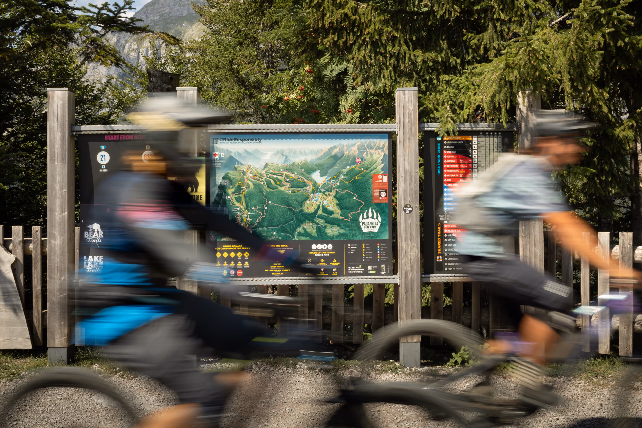 The Paganella Bike Park map displayed in a lightbox at the resort